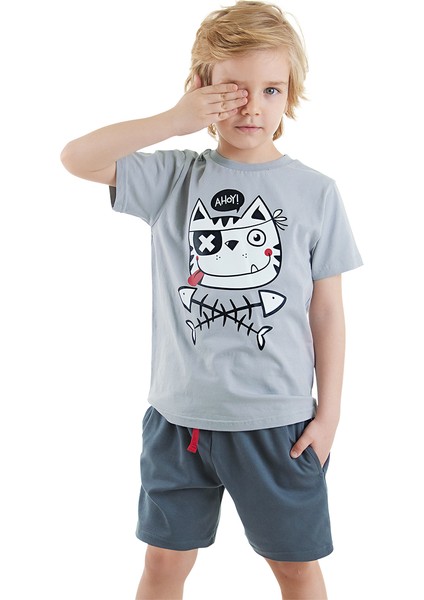 Ahoy Kedi Erkek Çocuk T-Shirt Şort Takım