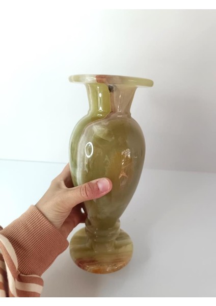 Vazo Çiçek Büyük Boy 25 cm Doğal Yeşil Onix Taşı Mermer Biblo Ev Masa Süsü Dekoratif Obje fiyatları