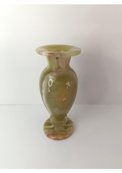 Vazo Çiçek Büyük Boy 25 cm Doğal Yeşil Onix Taşı Mermer Biblo Ev Masa Süsü Dekoratif Obje modelleri
