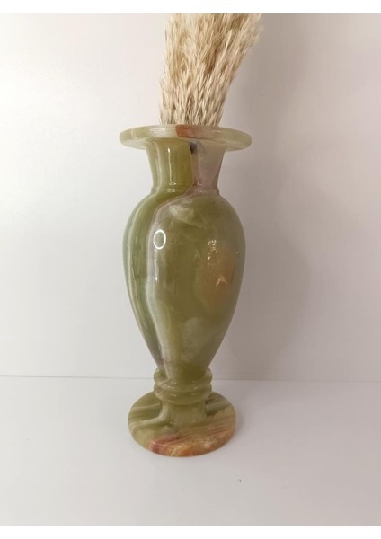Vazo Çiçek Büyük Boy 25 cm Doğal Yeşil Onix Taşı Mermer Biblo Ev Masa Süsü Dekoratif Obje fırsatları