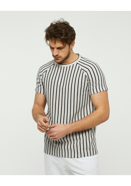 Çizgili Tişört Reglan Kol