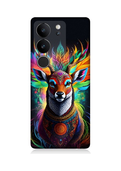 Vivo V29 5g Uyumlu Mistik Ala Geyik Desenli Silikon Kılıf