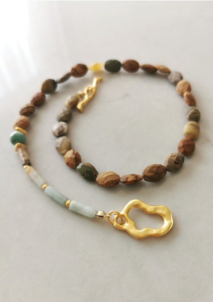 Özel Tasarım Jasper, Amazonit Doğaltaş Kadın Kolye indirimleri