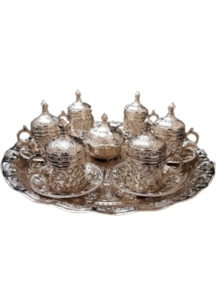 6 Kişilik Gümüş Bakir Fincan Takimi Türk Kahvesi Fincan Takımı, HEDIYE010