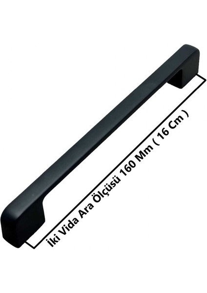 Arel Mat Siyah Tv Ünitesi Vestiyer Yatak Odası Mutfak Dolap Çekmece Kulpu 160 mm (16 Cm) 2 Adet