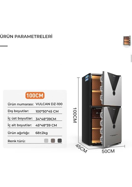 Vulcan Serisi DZ-100 Çift Kapılı Çelik Kasa Dokunmatik Şifre + Parmak Izi + Wifi Akıllı Kontrol