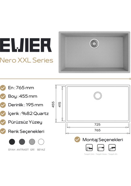 Granit Evye Nero Xxl modelleri