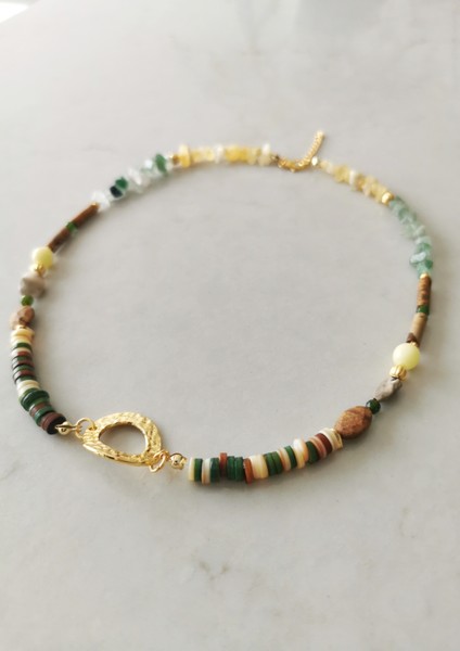 Özel Tasarım Sedef, Jasper, Yeşim, Kalsit Doğaltaş Kadın Kolye modelleri