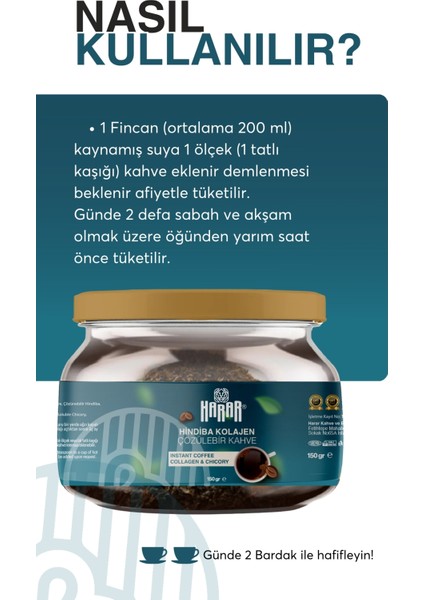 Hindiba Kahvesi Kolojenli Kahve - (60 Kullanim) 150GR fiyatları