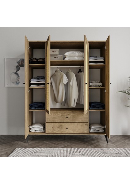 Diamond 4 Kapaklı 2 Çekmeceli Çift Hazeranlı Lefkas Dolap modelleri