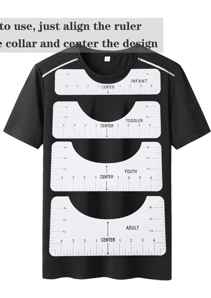 4 Adet T Shirt Hizalama Merkezleme Kılavuz Cetveli Plastik modelleri