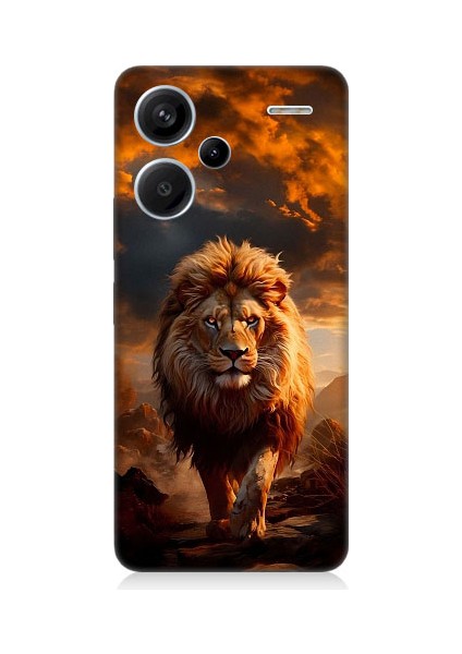 Xiaomi Redmi Note 13 Pro Plus Uyumlu Yırtıcı Aslan Kral Desenli Silikon Kılıf