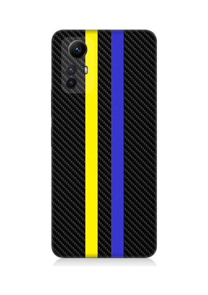 Xiaomi Redmi Note 12S Uyumlu Sarı Lacivert Karbon Motif Desenli Silikon Kılıf