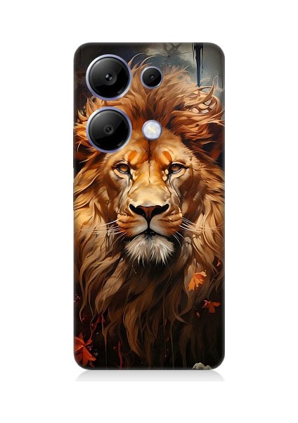 Xiaomi Redmi Note 13 Pro Uyumlu Yorgun Savaşçı Aslan Desenli Silikon Kılıf