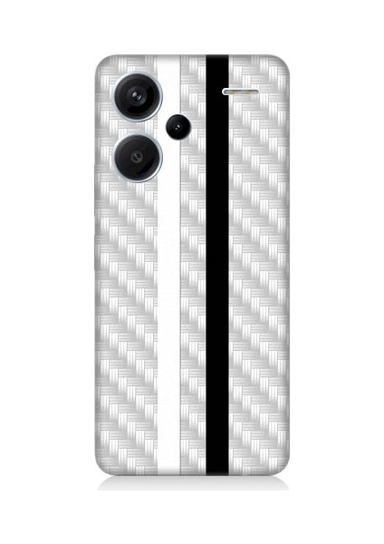Xiaomi Redmi Note 13 Pro Plus Uyumlu Siyah Beyaz Metal Motif Desenli Silikon Kılıf