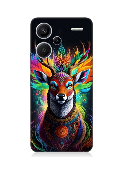 Xiaomi Redmi Note 13 Pro Plus Uyumlu Mistik Ala Geyik Desenli Silikon Kılıf