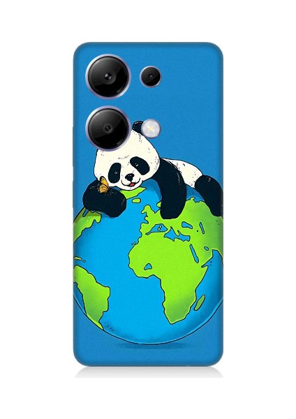 Xiaomi Redmi Note 13 Pro Uyumlu Yorgun Panda ve Dünya Desenli Silikon Kılıf