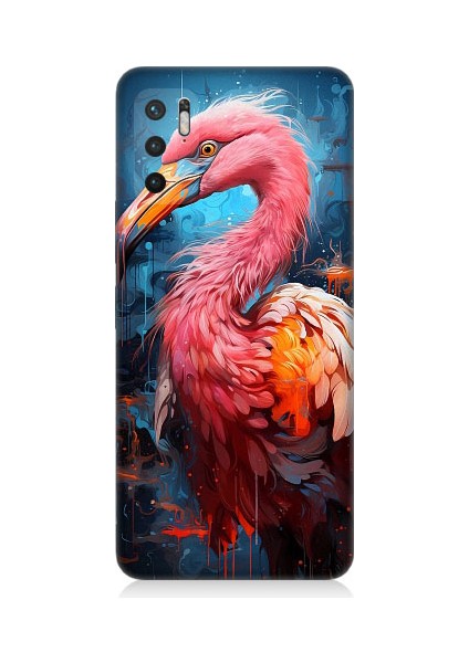 Xiaomi Redmi Note 10 5g Uyumlu Pembe Albatros Kuş Desenli Silikon Kılıf