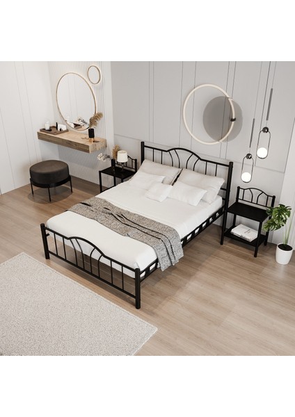 Bella Çift Kişilik Ferforje Metal Karyola 140x200 Siyah fiyatları