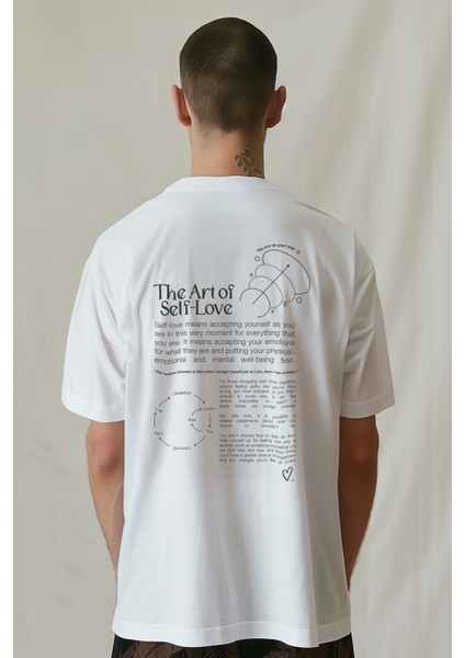 Self Love Oversize T-Shirt Erkek - Beyaz fiyatları