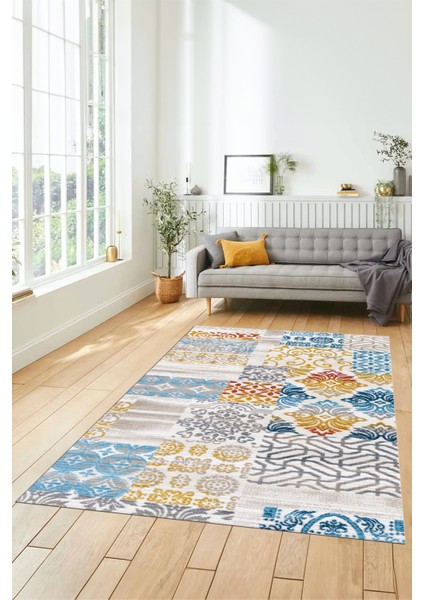 Dijital Kaymaz Taban Yıkanabilir Patchwork Desen Yolluk Mutfak Salon Halısı, Patchwork-02-Renkli, indirimleri
