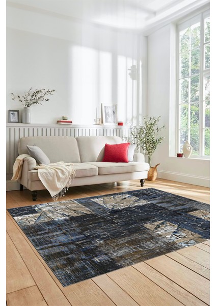 Dijital Kaymaz Taban Yıkanabilir Patchwork Desen Yolluk Mutfak Salon Halısı, Patchwork-05-Mavi, modelleri