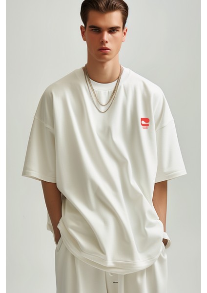 Pasta Amore Oversize T-Shirt Erkek - Ekru