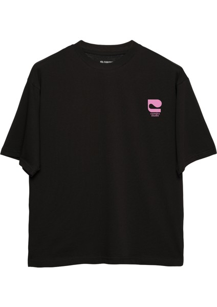 Love Letters Oversize T-Shirt Erkek - Siyah modelleri