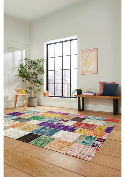 Dijital Kaymaz Taban Yıkanabilir Patchwork Desen Yolluk Mutfak Salon Halısı, Patchwork-03-Renkli, fiyatları