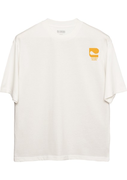 Coffee Club Lovers Oversize T-Shirt Erkek - Ekru modelleri