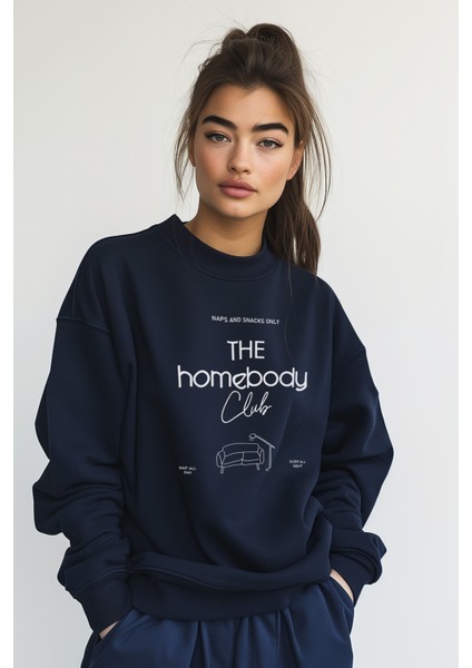 Homebody Oversize Sweatshirt Kadın - Lacivert