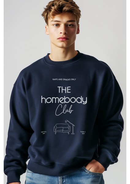 Homebody Oversize Sweatshirt Erkek -Lacivert