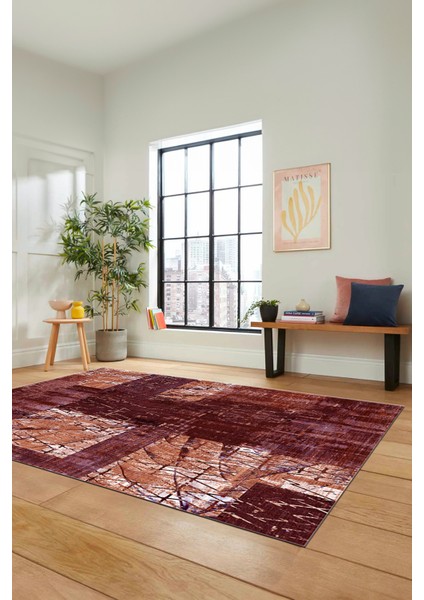 Dijital Kaymaz Taban Yıkanabilir Patchwork Desen Yolluk Mutfak Salon Halısı, Patchwork-05-Kırmızı,