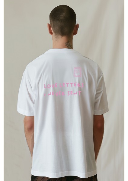 Love Letters Oversize T-Shirt Erkek - Beyaz fiyatları
