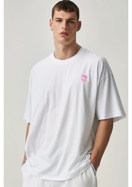 Love Letters Oversize T-Shirt Erkek - Beyaz