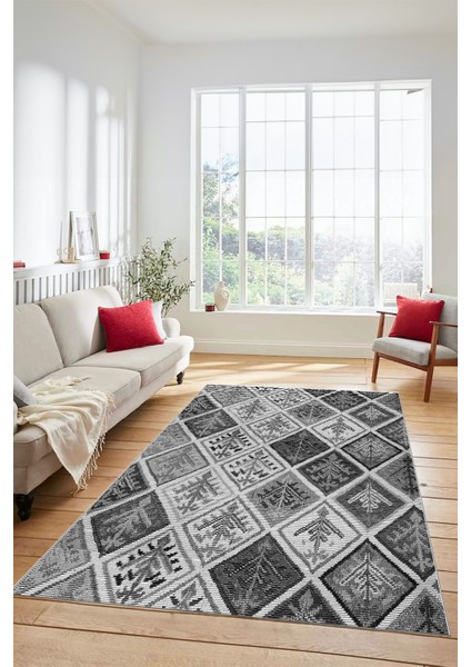 Dijital Kaymaz Taban Yıkanabilir Patchwork Desen Yolluk Mutfak Salon Halısı, Patchwork-08-Gri,