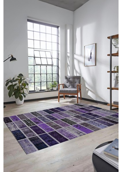 Dijital Kaymaz Taban Yıkanabilir Patchwork Desen Yolluk Mutfak Salon Halısı, Patchwork-09-Mor, indirimleri