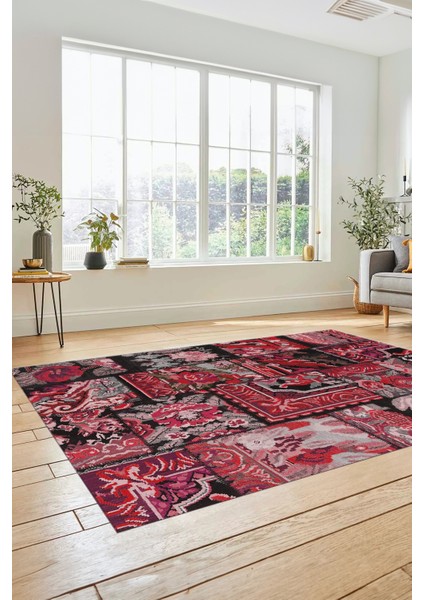 Dijital Kaymaz Taban Yıkanabilir Patchwork Desen Yolluk Mutfak Salon Halısı, Patchwork-12-Kırmızı, fiyatları
