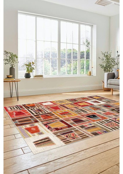 Dijital Kaymaz Taban Yıkanabilir Patchwork Desen Yolluk Mutfak Salon Halısı, Patchwork-11-Renkli, fiyatları