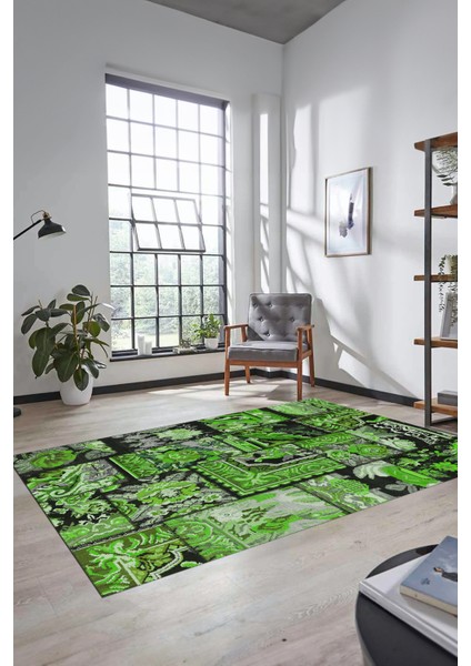 Dijital Kaymaz Taban Yıkanabilir Patchwork Desen Yolluk Mutfak Salon Halısı, Patchwork-12-Yeşil, fırsatları