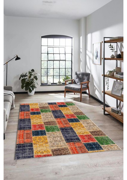 Dijital Kaymaz Taban Yıkanabilir Patchwork Desen Yolluk Mutfak Salon Halısı, Patchwork-07-Renkli, indirimleri