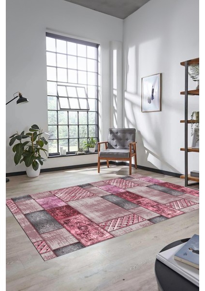 Dijital Kaymaz Taban Yıkanabilir Patchwork Desen Yolluk Mutfak Salon Halısı, Patchwork-18-Pembe, fiyatları