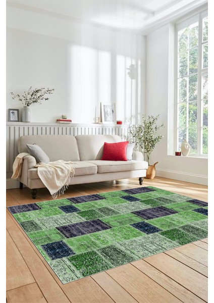 Dijital Kaymaz Taban Yıkanabilir Patchwork Desen Yolluk Mutfak Salon Halısı, Patchwork-07-Yeşil, fiyatları