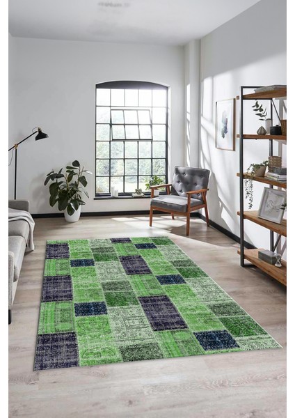 Dijital Kaymaz Taban Yıkanabilir Patchwork Desen Yolluk Mutfak Salon Halısı, Patchwork-07-Yeşil, indirimleri