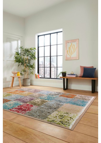 Dijital Kaymaz Taban Yıkanabilir Patchwork Desen Yolluk Mutfak Salon Halısı, Patchwork-17-Renkli, fırsatları