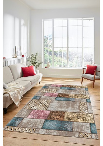 Dijital Kaymaz Taban Yıkanabilir Patchwork Desen Yolluk Mutfak Salon Halısı, Patchwork-18-Renkli,