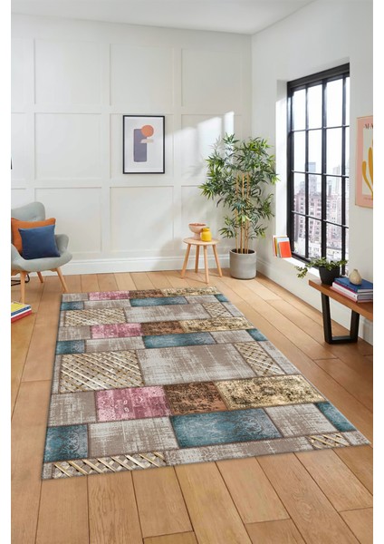 Dijital Kaymaz Taban Yıkanabilir Patchwork Desen Yolluk Mutfak Salon Halısı, Patchwork-18-Renkli,