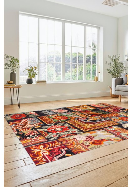 Dijital Kaymaz Taban Yıkanabilir Patchwork Desen Yolluk Mutfak Salon Halısı, Patchwork-12-Renkli,