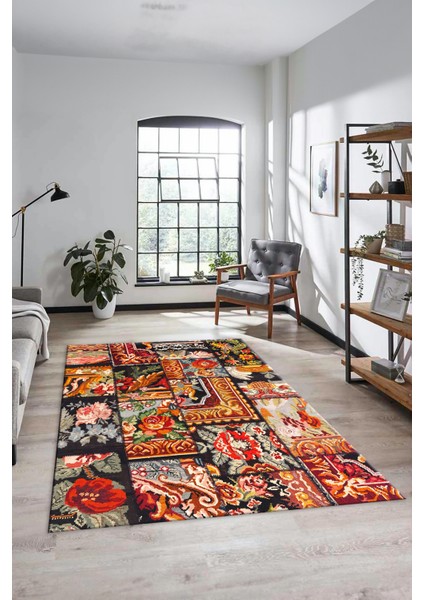 Dijital Kaymaz Taban Yıkanabilir Patchwork Desen Yolluk Mutfak Salon Halısı, Patchwork-12-Renkli,