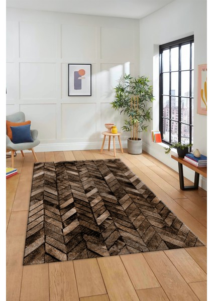 Dijital Kaymaz Taban Yıkanabilir Patchwork Desen Yolluk Mutfak Salon Halısı, Patchwork-13-Kahve,